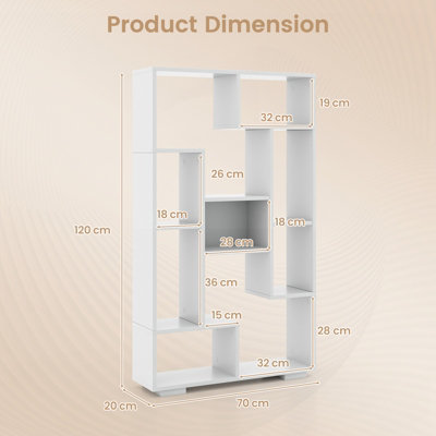 Costway 120cm Tall Bookshelf Modern Geometric Bookcase Book Storage Organizer - 3