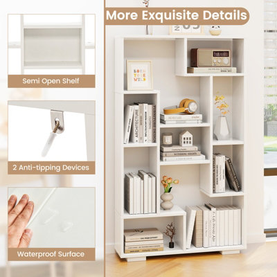 Costway 120cm Tall Bookshelf Modern Geometric Bookcase Book Storage Organizer - 7