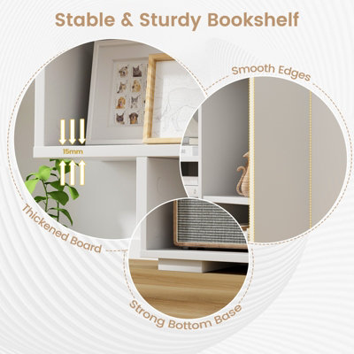 Costway 120cm Tall Bookshelf Modern Geometric Bookcase Book Storage Organizer - 8