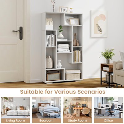 Costway 120cm Tall Bookshelf Modern Geometric Bookcase Book Storage Organizer - 9