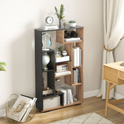 Costway 120cm Tall Bookshelf Modern Geometric Bookcase Book Storage ...
