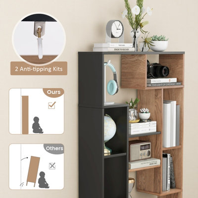 Costway 120cm Tall Bookshelf Modern Geometric Bookcase Book Storage ...
