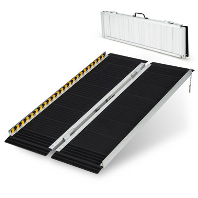 Costway 122 x 74cm Portable Aluminum Wheelchair Ramp Folding Threshold Ramp w/ Non-slip Surface