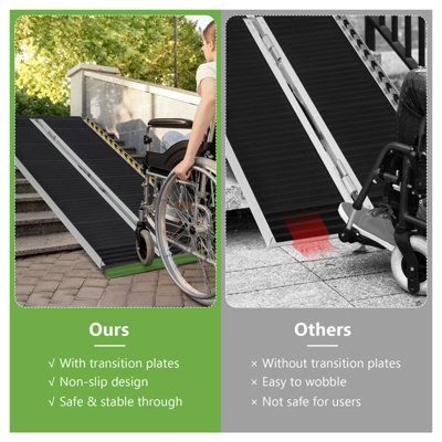Costway 122 x 74cm Portable Aluminum Wheelchair Ramp Folding Threshold Ramp w/ Non-slip Surface - 4