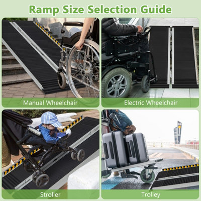 Costway 122 x 74cm Portable Aluminum Wheelchair Ramp Folding Threshold Ramp w/ Non-slip Surface - 5