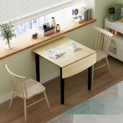 Costway 122 x 76 cm Wooden Dining Table Space-Saving Foldable Kitchen ...