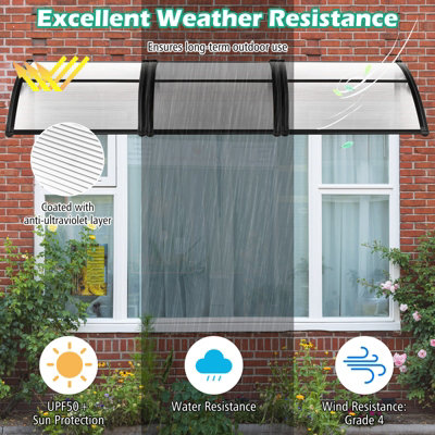 Costway 122 x 98 cm Window Door Awning Canopy Outdoor Front Door Patio Overhang Awning for Sunlight Rain Protection - 4