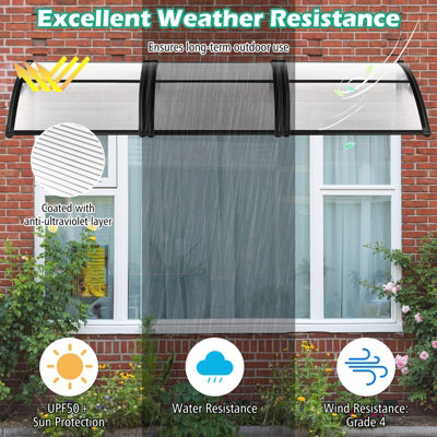 Costway 122 x 98 cm Window Door Awning Canopy Outdoor Front Door Patio Overhang Awning for Sunlight Rain Protection