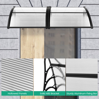 Costway 122 x 98 cm Window Door Awning Canopy Outdoor Front Door Patio Overhang Awning for Sunlight Rain Protection - 5
