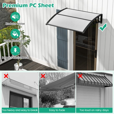 Costway 122 x 98 cm Window Door Awning Canopy Outdoor Front Door Patio Overhang Awning for Sunlight Rain Protection - 7