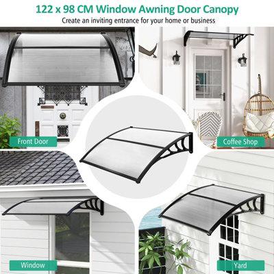 Costway 122 x 98 cm Window Door Awning Canopy Outdoor Front Door Patio Overhang Awning for Sunlight Rain Protection - 8