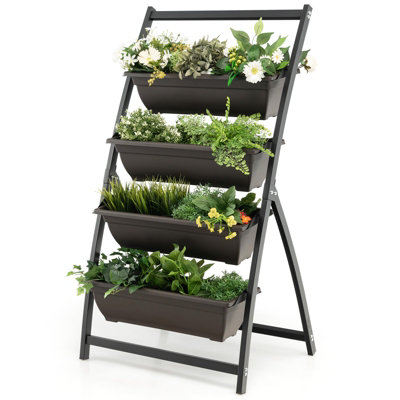 Costway 124CM 4-Tier Vertical Raised Garden Bed Elevated Planter Box w ...