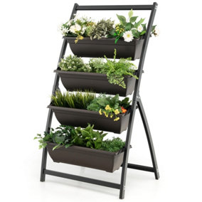 Costway 124CM 4-Tier Vertical Raised Garden Bed Elevated Planter Box w/ 4 Container Boxes