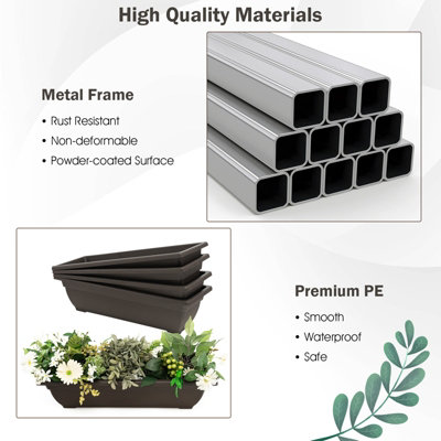 Costway 124CM 4-Tier Vertical Raised Garden Bed Elevated Planter Box w/ 4 Container Boxes - 6