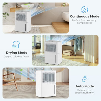 Costway 12L/D Portable Home Dehumidifier Quiet Electric Dehumidifier with 24H Timer - 3