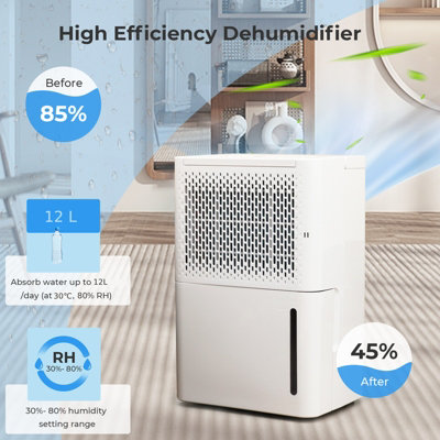 Costway 12L/D Portable Home Dehumidifier Quiet Electric Dehumidifier with 24H Timer - 4