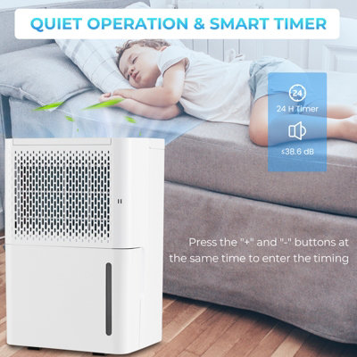 Costway 12L/D Portable Home Dehumidifier Quiet Electric Dehumidifier with 24H Timer - 5