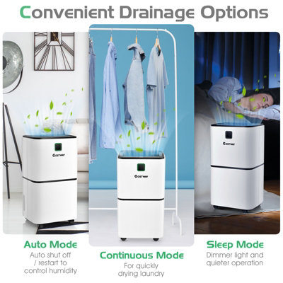 Costway 12L/D Portable Room Dehumidifier Home Laundry Drying W/ Digital Control Panel - 4