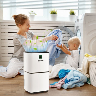 Costway 12L/D Portable Room Dehumidifier Home Laundry Drying W/ Digital Control Panel - 6