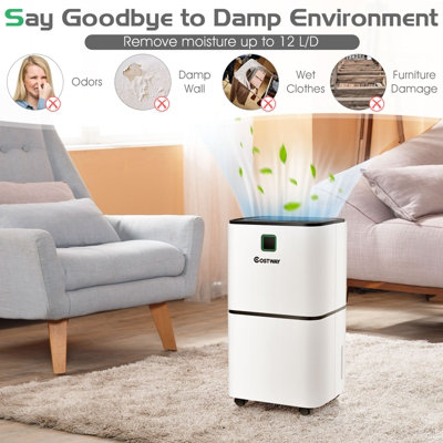 Costway 12L/D Portable Room Dehumidifier Home Laundry Drying W/ Digital Control Panel - 8