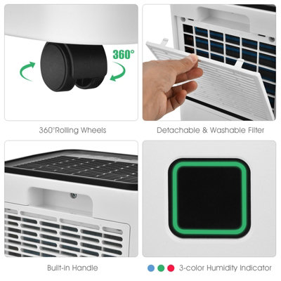 Costway 12L/D Portable Room Dehumidifier Home Laundry Drying W/ Digital Control Panel - 9