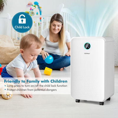 Costway 12L/Day Electric Dehumidifier Home Portable Air De-Humidifier - 4