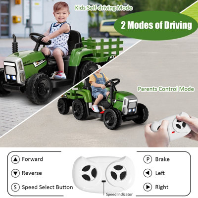 Costway 12V Ride On Tractor Trailer Electric Ground Loader Toy Car