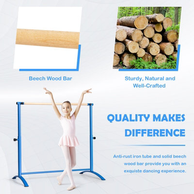 Ballet Barre Portable - Premium 4 ft Double Wooden Ballet Bar and  Reinforced Anti Slip System with height ajustable Fintness, Dancing  Strectching Bar