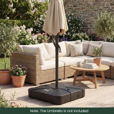 cantilever patio umbrella with wheeled base | Umbrellas 10 FT x 10 FT Base COSTWAY 130kg Cantilever Patio Umbrella