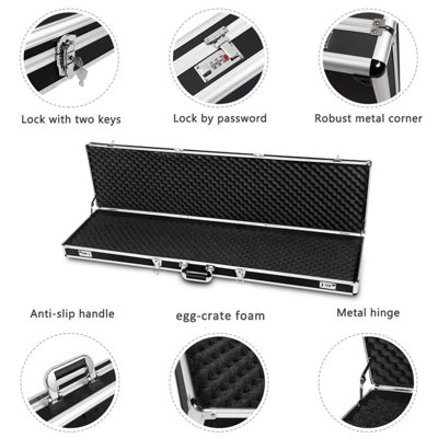 Costway 133CM Long Aluminum Locking Rifle Gun Case Lock Box Shotgun Storage Box Carry Case - 8