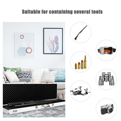 Costway 133CM Long Aluminum Locking Rifle Gun Case Lock Box Shotgun ...