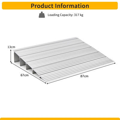 Costway 13CM Door Threshold Ramp Aluminum Adjustable Rise Entry Ramp for Wheelchair - 3