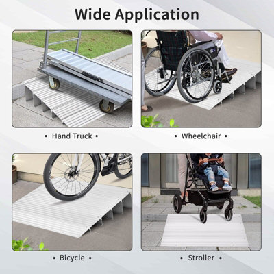 Costway 13CM Door Threshold Ramp Aluminum Adjustable Rise Entry Ramp for Wheelchair - 4