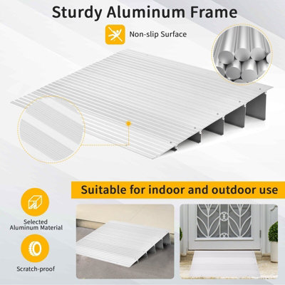 Costway 13CM Door Threshold Ramp Aluminum Adjustable Rise Entry Ramp ...