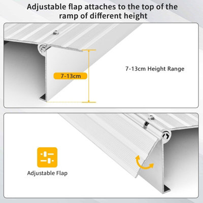 Costway 13CM Door Threshold Ramp Aluminum Adjustable Rise Entry Ramp for Wheelchair - 6