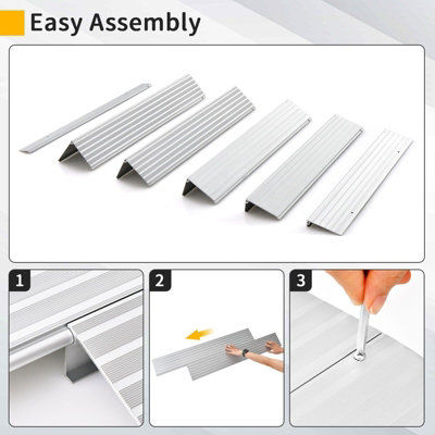 Costway 13CM Door Threshold Ramp Aluminum Adjustable Rise Entry Ramp for Wheelchair - 7