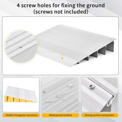 Costway 13CM Door Threshold Ramp Aluminum Adjustable Rise Entry Ramp for Wheelchair - 8