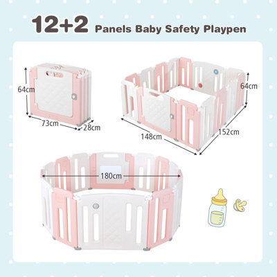 Costway 14 Panels Baby Playpen Foldable Baby Play Yard Infant Fence with Drawing Board