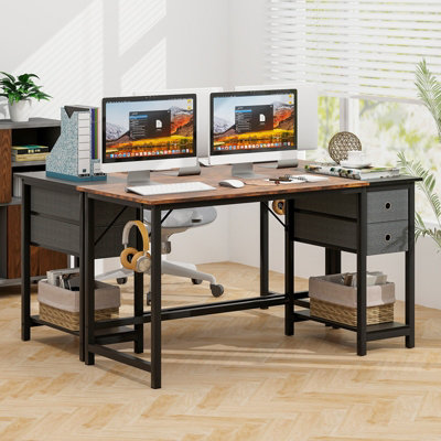 Costway 140 cm Home Office Desk Writing Desk Modern Computer ...