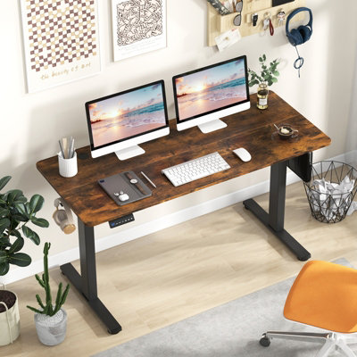 COSTWAY 140 x 60cm Electric Standing Desk Home Office Computer Desk w/ 3 Memory Heights