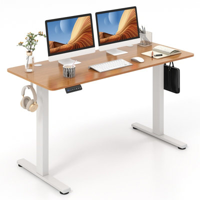 COSTWAY 140 x 60cm Electric Standing Desk Home Office Computer Desk w 3 Memory Heights