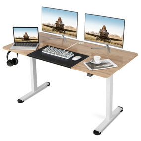 Costway 140 x 70cm Electric Standing Desk Height Adjustable Sit to Stand Table Computer Workstation Natural
