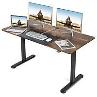 Costway 140 x 70cm Electric Standing Desk Height Adjustable Sit to Stand Table Computer Workstation Rustic Brown