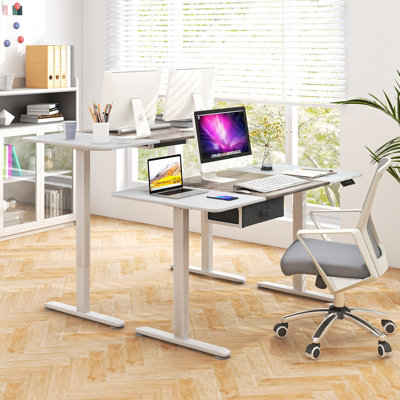 Costway 140 x 70cm Electric Standing Desk Sit to Stand Table Height Adjustable Computer Workstation