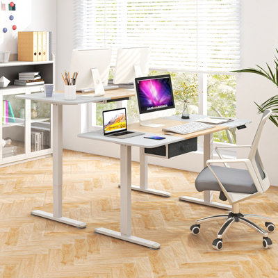 Costway 140 x 70cm Electric Standing Desk Sit to Stand Table Height Adjustable Computer Workstation