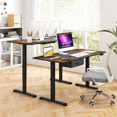 Costway 140 x 70cm Electric Standing Desk Sit to Stand Table Height Adjustable Computer Workstation