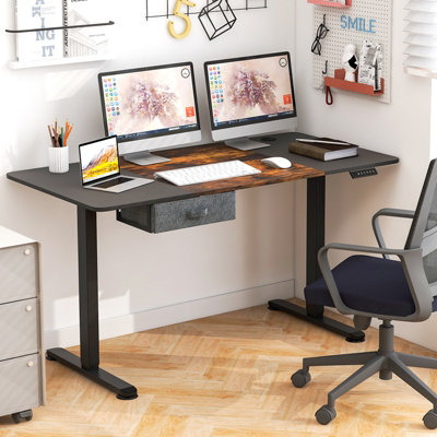 Costway 140 x 70cm Electric Standing Desk Sit to Stand Table Height Adjustable Computer Workstation