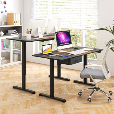 Vinsetto Electric Height Adjustable Standing Desk - 140cm X 70cm, 4 Memory Settings, Anti-Collision, Black & Teak 6 thumbnail image