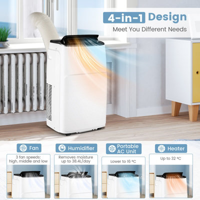 Costway 14000 BTU 4-in-1 Portable Air Conditioner Air Cooler Heating Fan Dehumidifier - 3