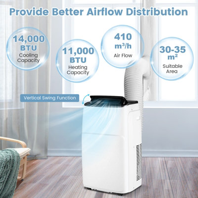 Costway 14000 BTU 4-in-1 Portable Air Conditioner Air Cooler Heating Fan Dehumidifier - 5